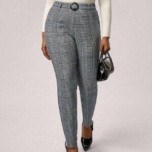 PLAID  CURVE PLUS PANTS BLACK WHITE 4 XL (20)
